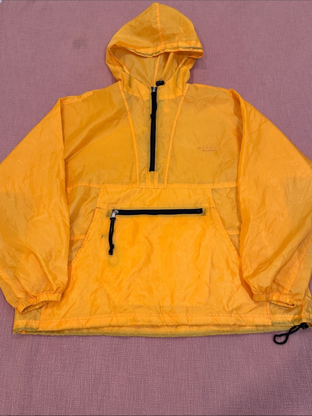 Orange XXL unisex Hooded Pullover Windbreaker Jacket turns into pouch